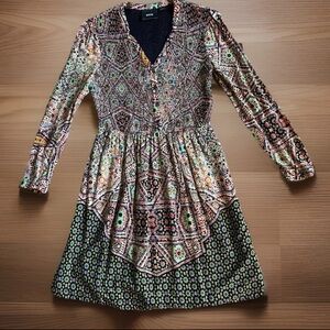 MAEVE ANTHROPOLOGIE Dress Womens X-Small Tiled Amethyst Long Sleeve ADORABLE NEW